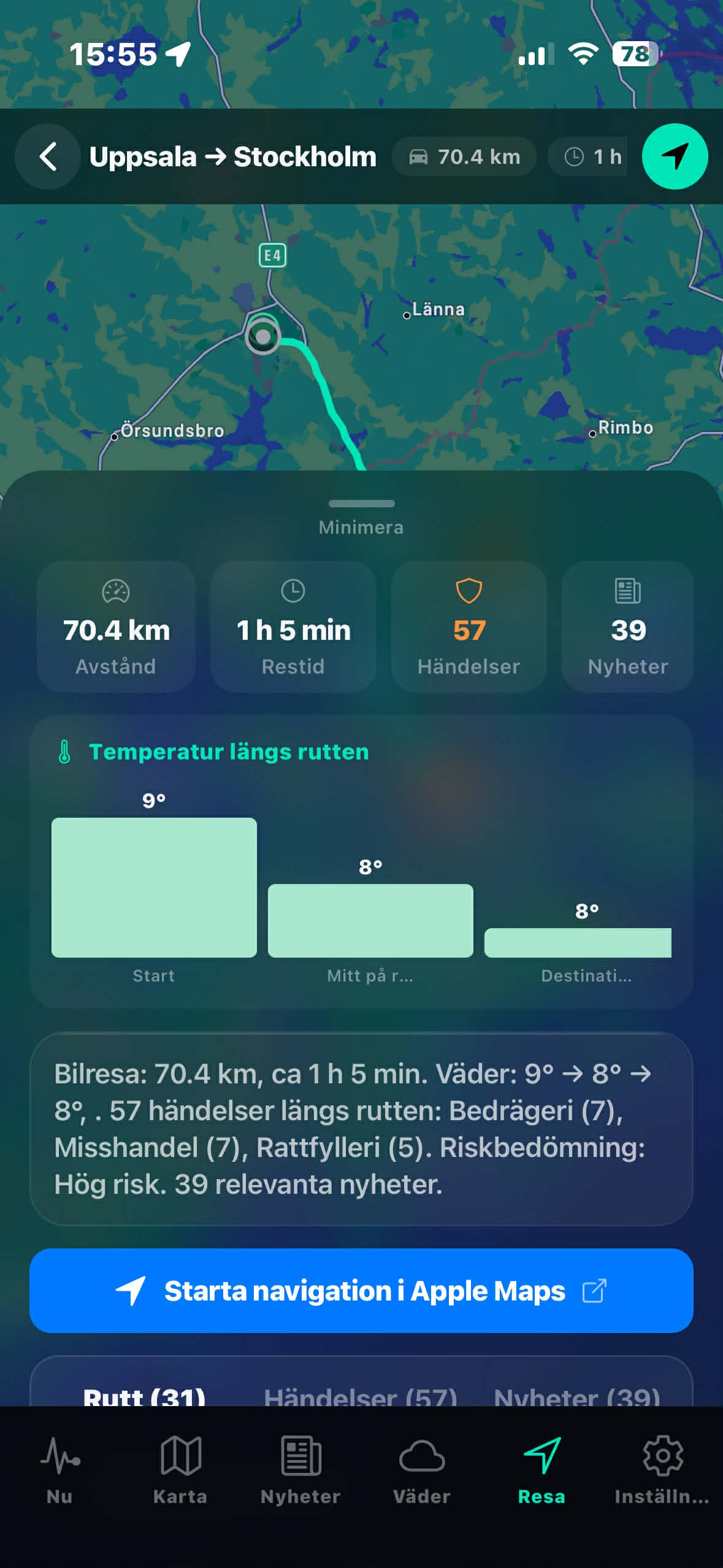 Lägesbild – Reseplan